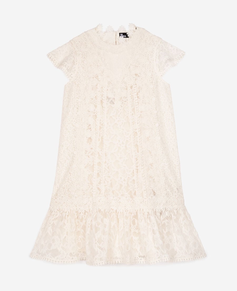 The Kooples FEMME ECRU robe courte en dentelle écrue