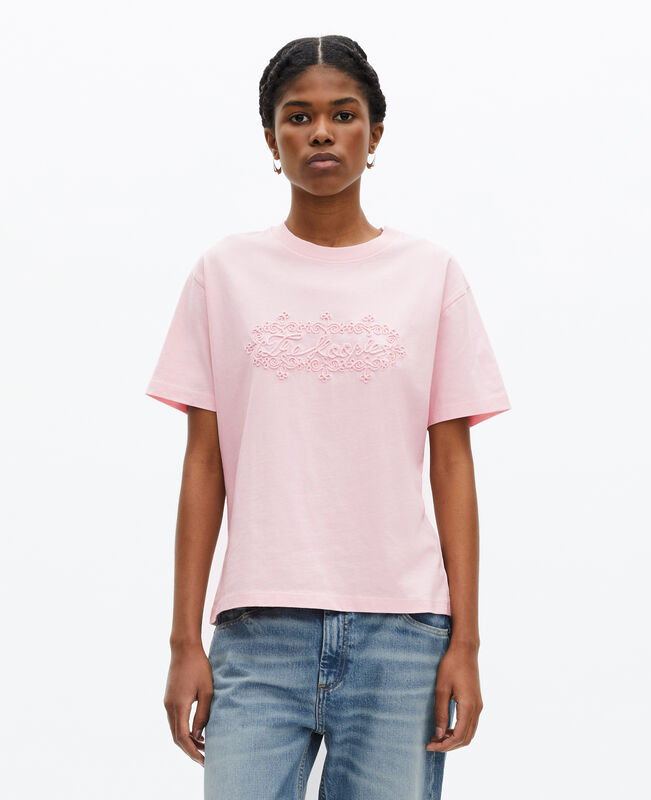 The Kooples FEMME LILA t-shirt avec broderie logo rose pâle
