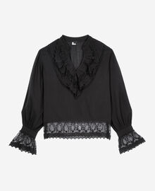 The Kooples FEMME BLACK blouse avec guipure noire