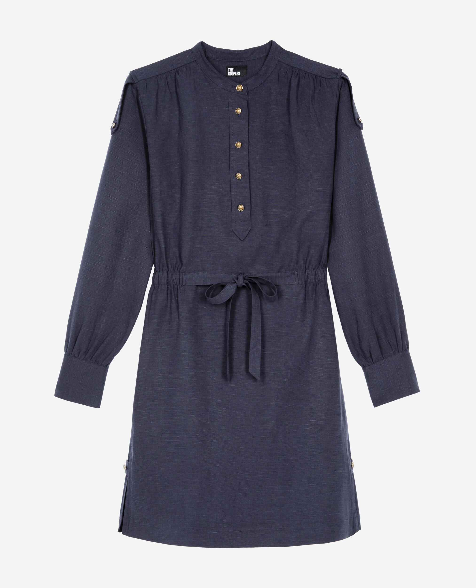 Robe courte en lin bleu marine, NAVY, hi-res image number null