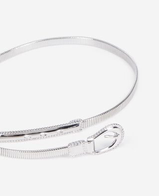 The Kooples WOMEN SILVER thin belt in silver metalwork