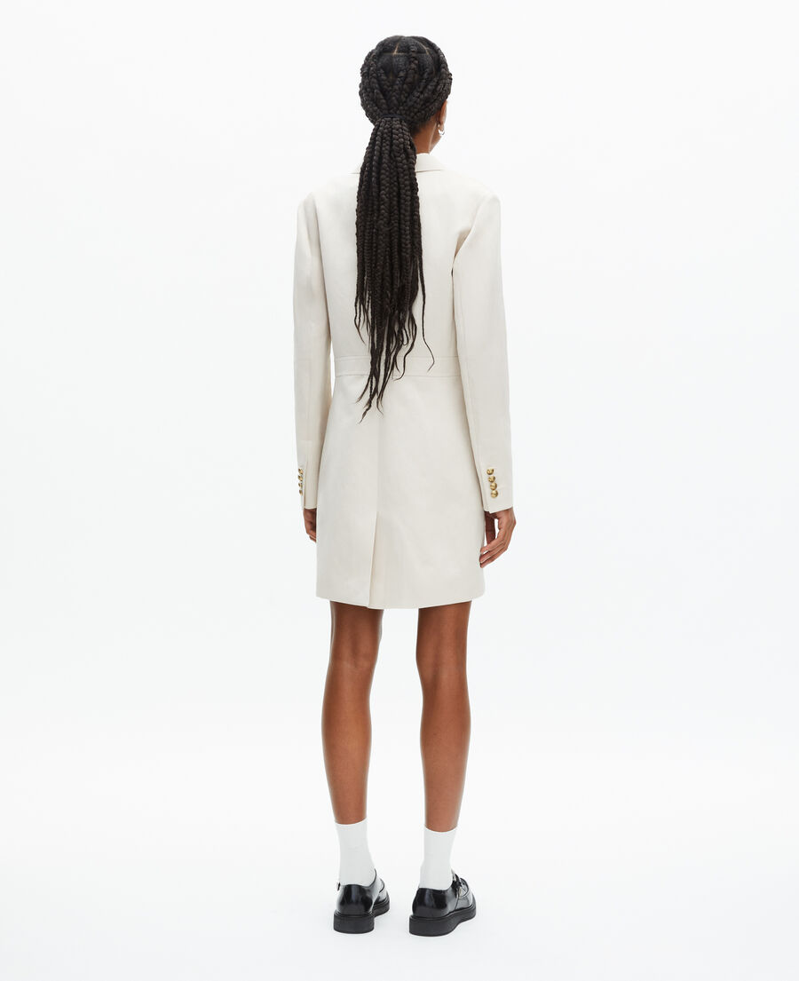 The Kooples WOMEN BEIGE short officer-style dress in ecru linen