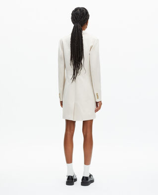 The Kooples WOMEN BEIGE short officer-style dress in ecru linen