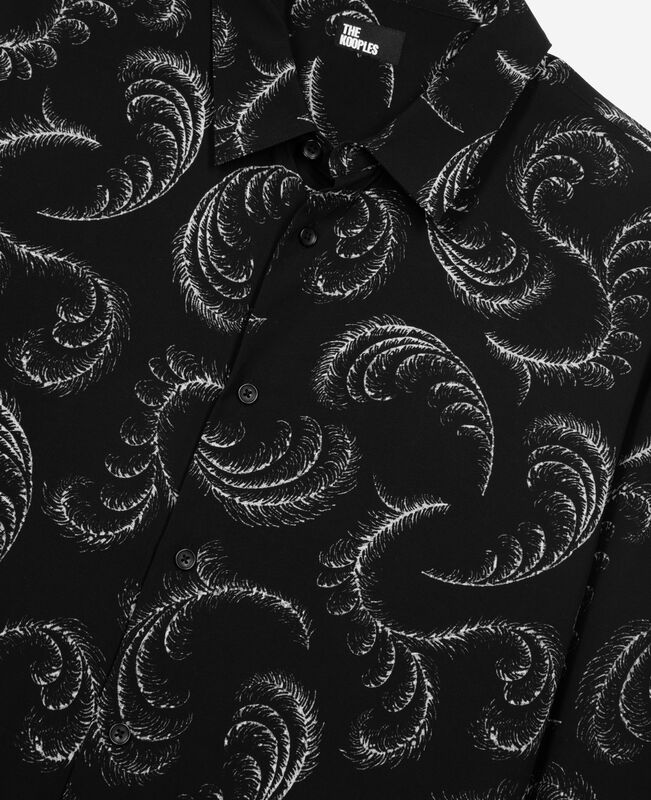 The Kooples HOMME BLACK WHITE chemise imprimé plumes