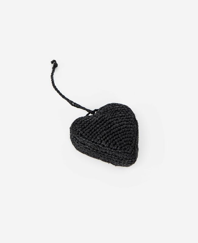 The Kooples FEMME BLACK bijou de sac cœur en raphia noir