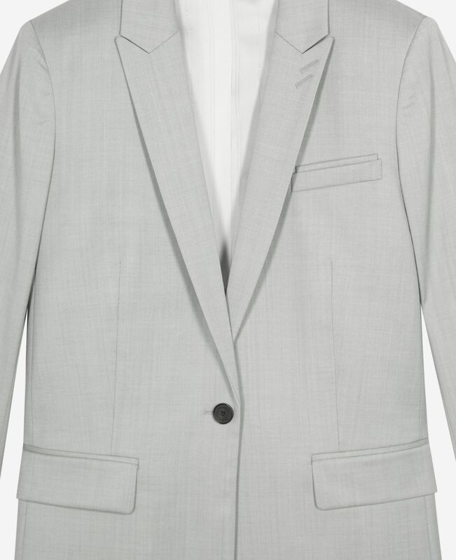 The Kooples FEMME BEIGE veste tailleur simple boutonnage grise
