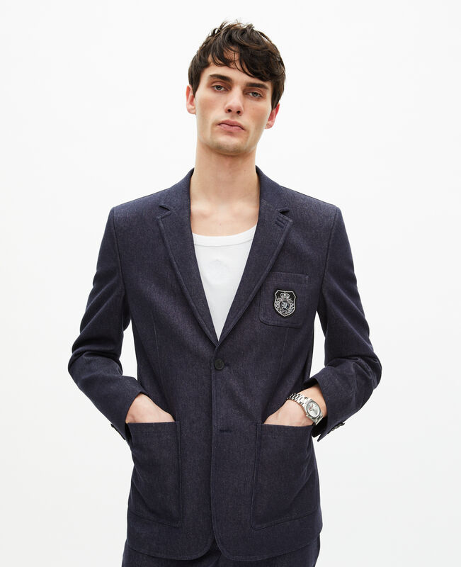 The Kooples HOMME NAVY veste de costume effet denim bleue