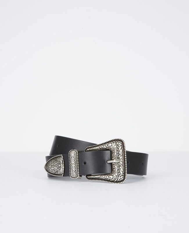The Kooples MIXTE BLACK ceinture en cuir noire
