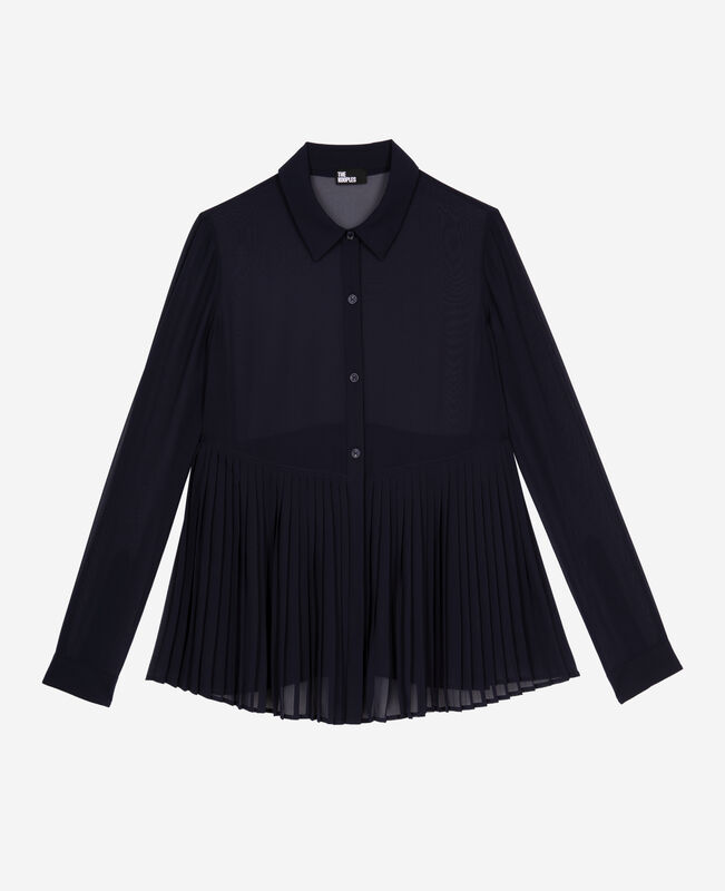 The Kooples FEMME NAVY chemise plissée marine