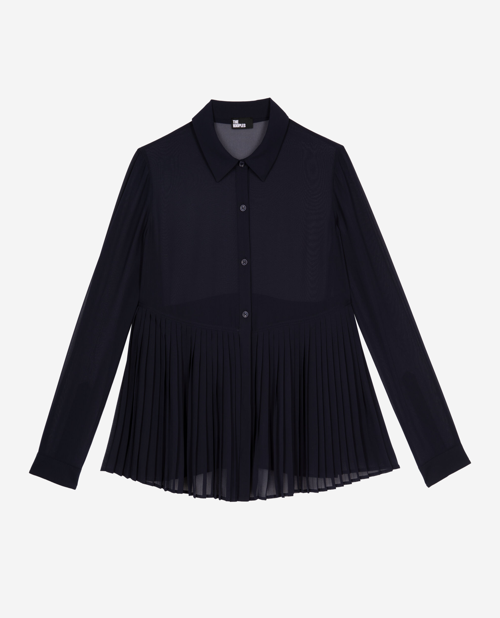 Chemise plissée marine, NAVY, hi-res image number null