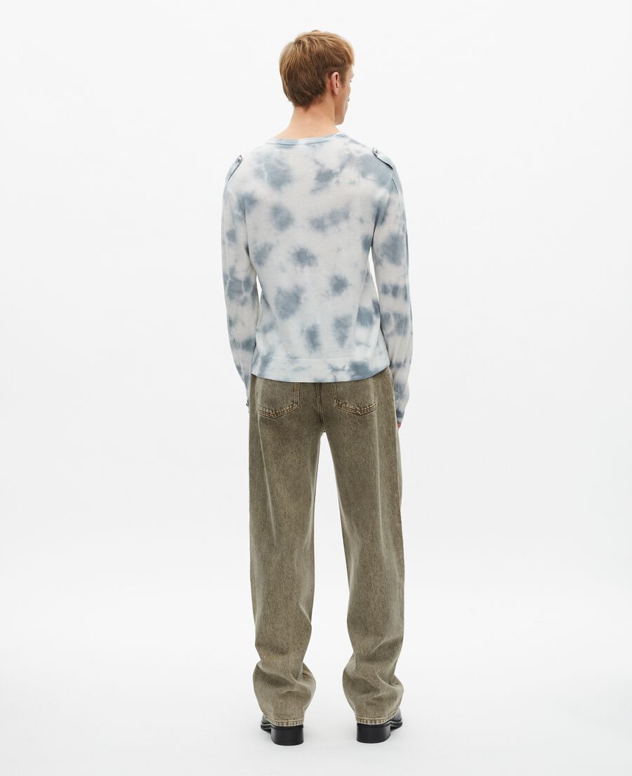The Kooples HOMME LIGHT BLUE/WHITE pull en laine mérinos tie and dye bleu