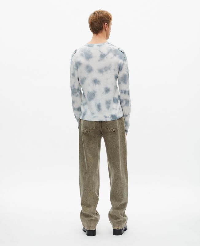 The Kooples HOMME LIGHT BLUE/WHITE pull en laine mérinos tie and dye bleu