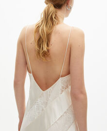 The Kooples FEMME ECRU robe nuisette longue en soie et dentelle écrue