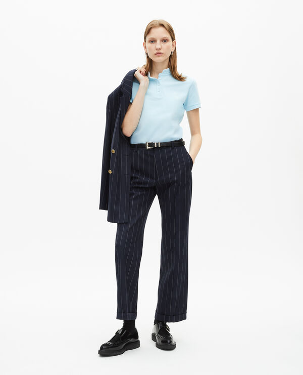 The Kooples FEMME NAVY pantalon tailleur rayures tennis droit en laine mélangée