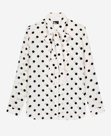 The Kooples FEMME WHITE / BLACK chemise à pois en soie blanche