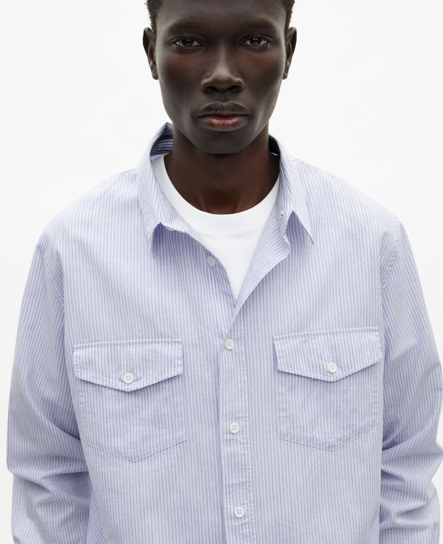 The Kooples HOMME BLUE WHITE chemise à rayures bleue 