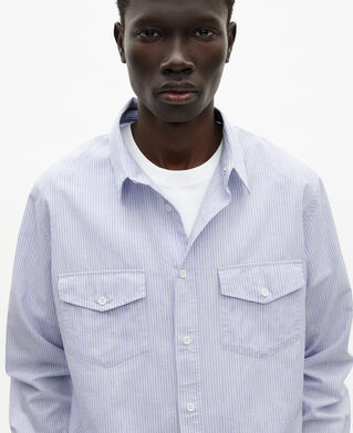 The Kooples HOMME BLUE WHITE chemise à rayures bleue 