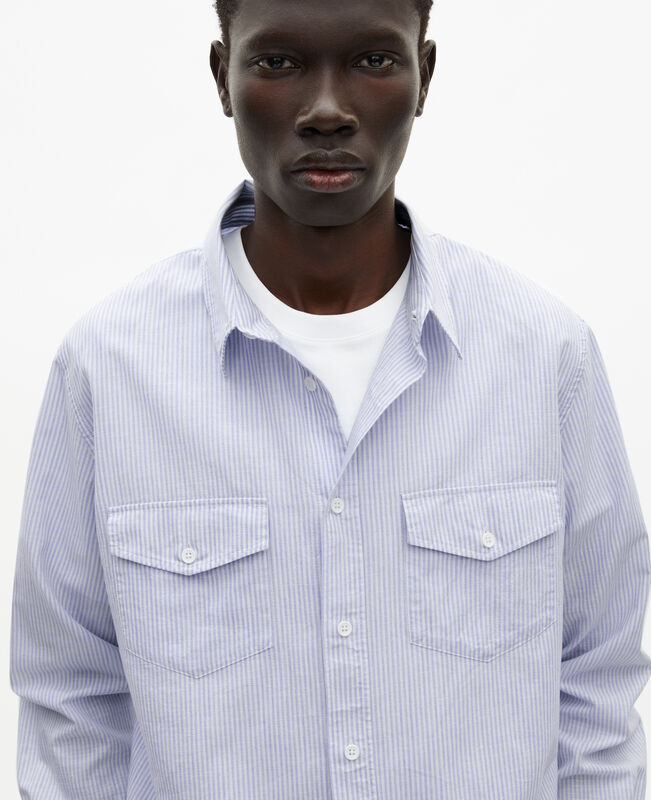 The Kooples HOMME BLUE WHITE chemise à rayures bleue 