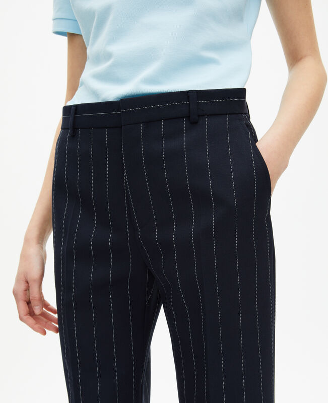 The Kooples FEMME NAVY pantalon tailleur rayures tennis droit en laine mélangée