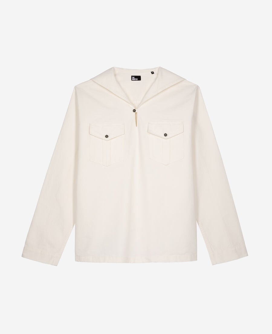 The Kooples HOMME ECRU chemise col vareuse écru