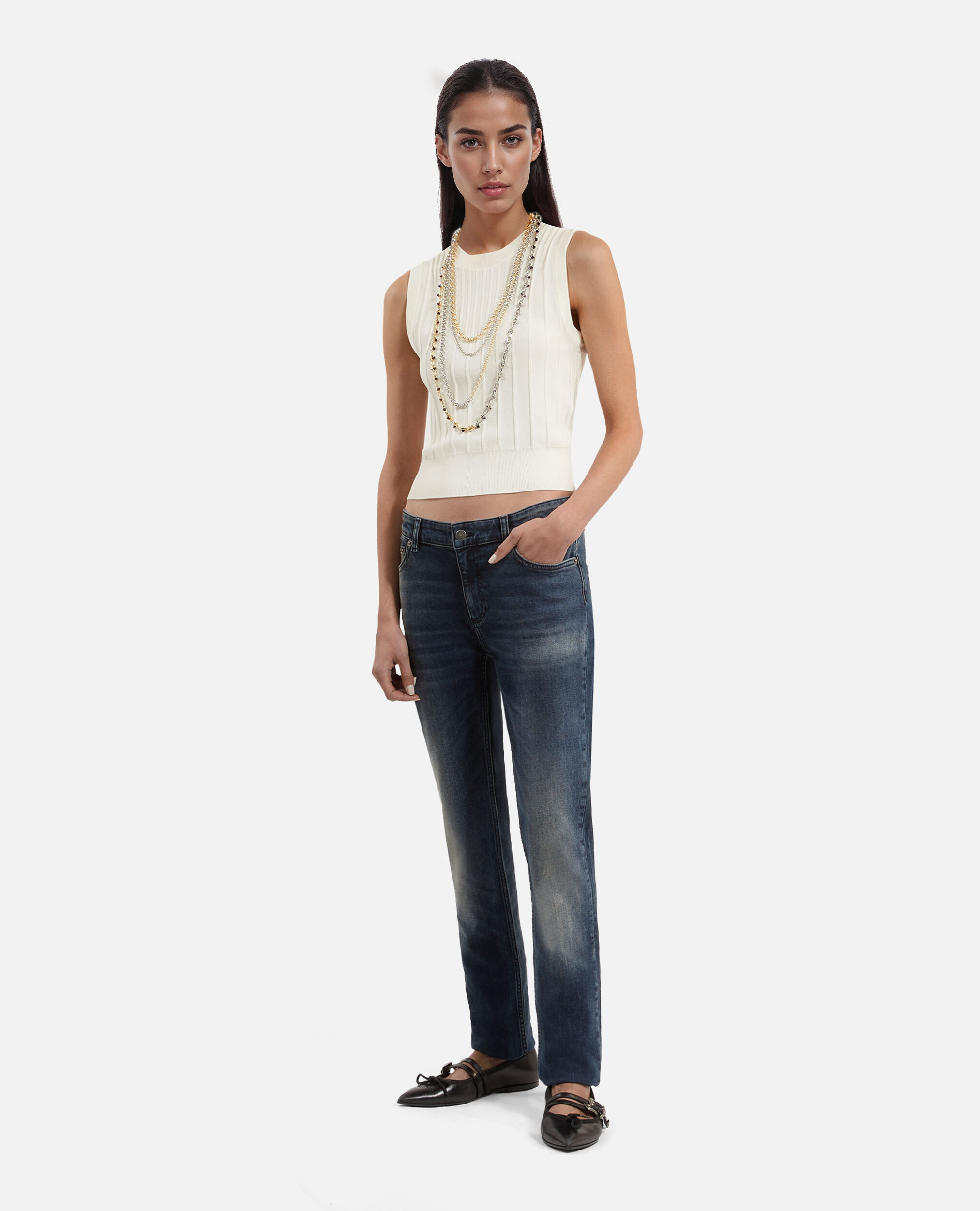 Top en maille blanc, WHITE, hi-res image number null