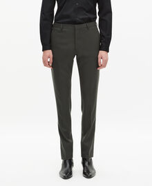 The Kooples HOMME KAKI pantalon de costume en laine kaki coupe ajustée