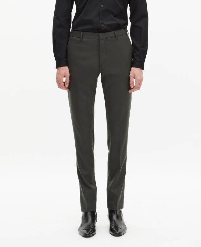 The Kooples HOMME KAKI pantalon de costume en laine kaki coupe ajustée
