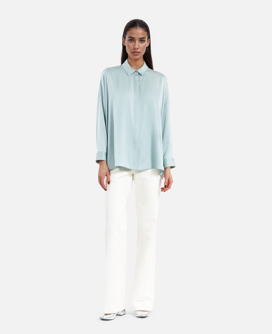 The Kooples DAMEN BLUE/GREEN lockeres blaues seidenhemd