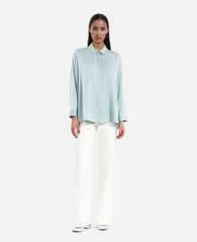 The Kooples FEMME BLUE/GREEN chemise ample en soie bleu clair