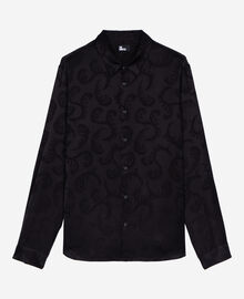 The Kooples HOMME BLACK chemise en jacquard imprimé plumes noire