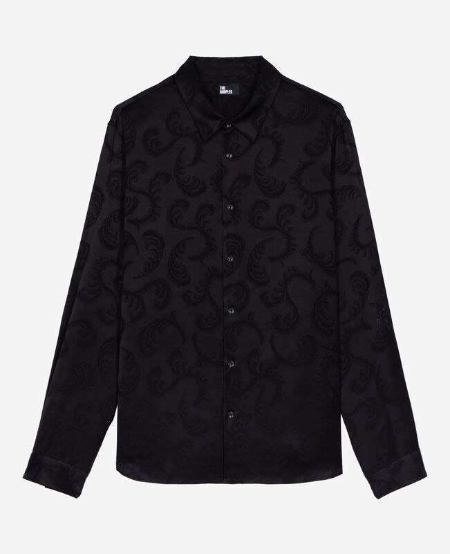 The Kooples HOMME BLACK chemise en jacquard imprimé plumes noire