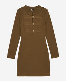 The Kooples FEMME KAKI robe courte style officier en maille kaki