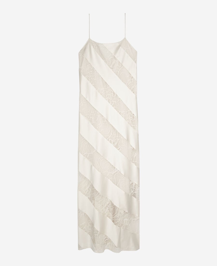 The Kooples WOMEN ECRU long ecru lace and silk babydoll dress