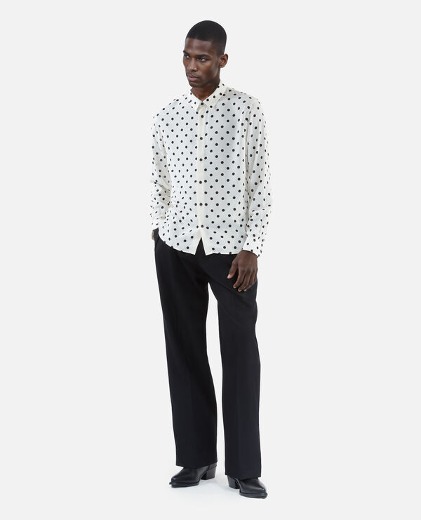 The Kooples MEN WHITE / BLACK white polka dot printed shirt