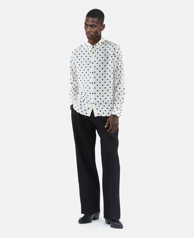 The Kooples HOMME WHITE / BLACK chemise imprimée à pois blanche