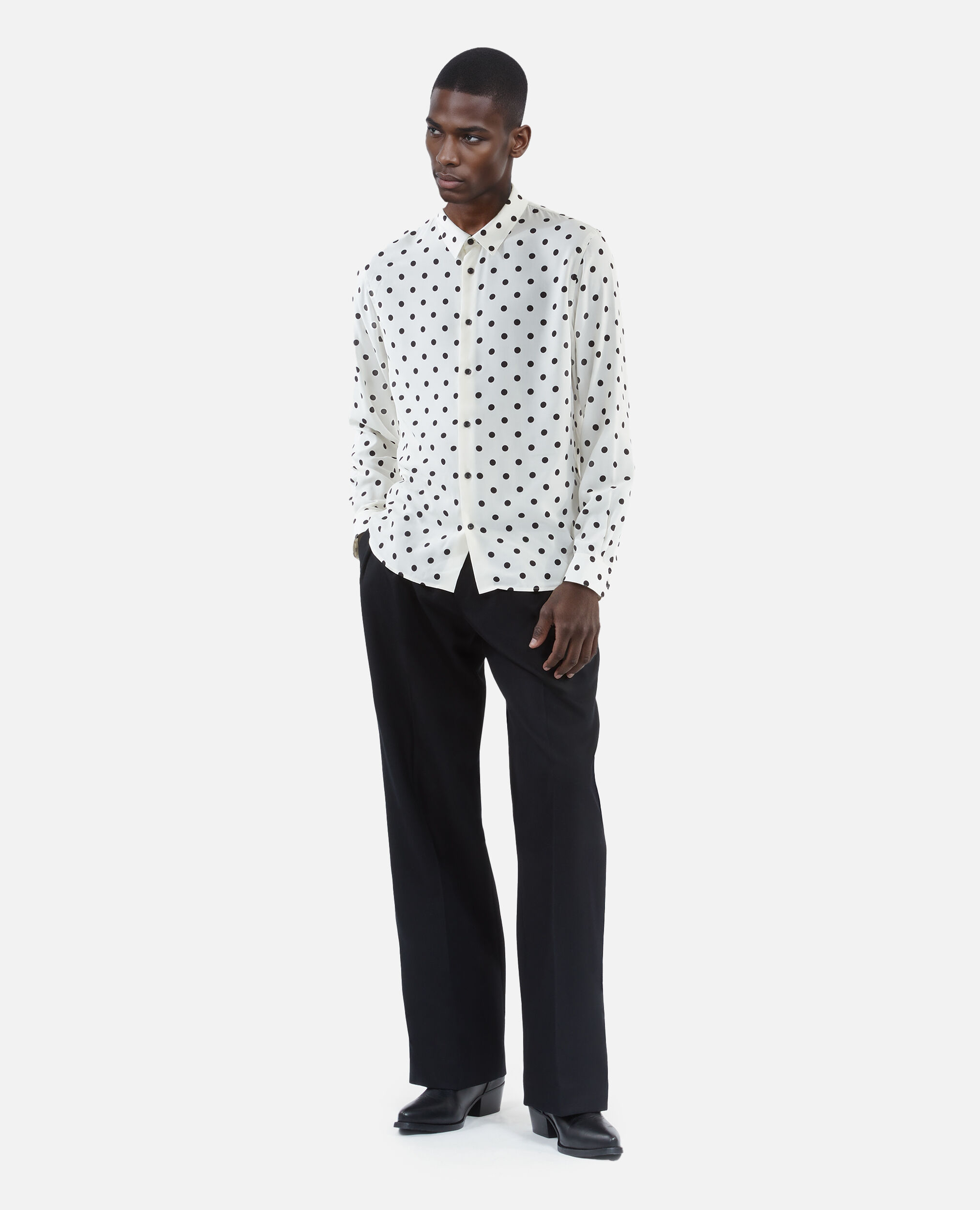 Chemise imprimée à pois blanche, WHITE / BLACK, hi-res image number null