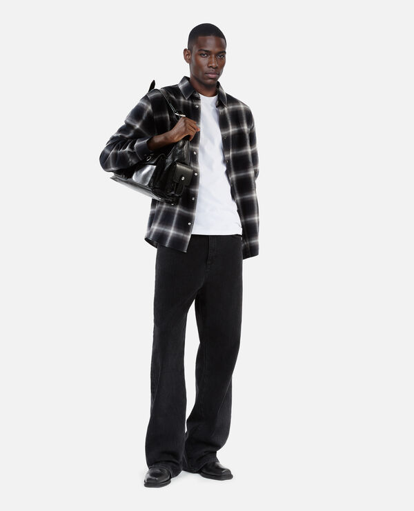 The Kooples HOMME BLACK GREY WHITE chemise à carreaux noire