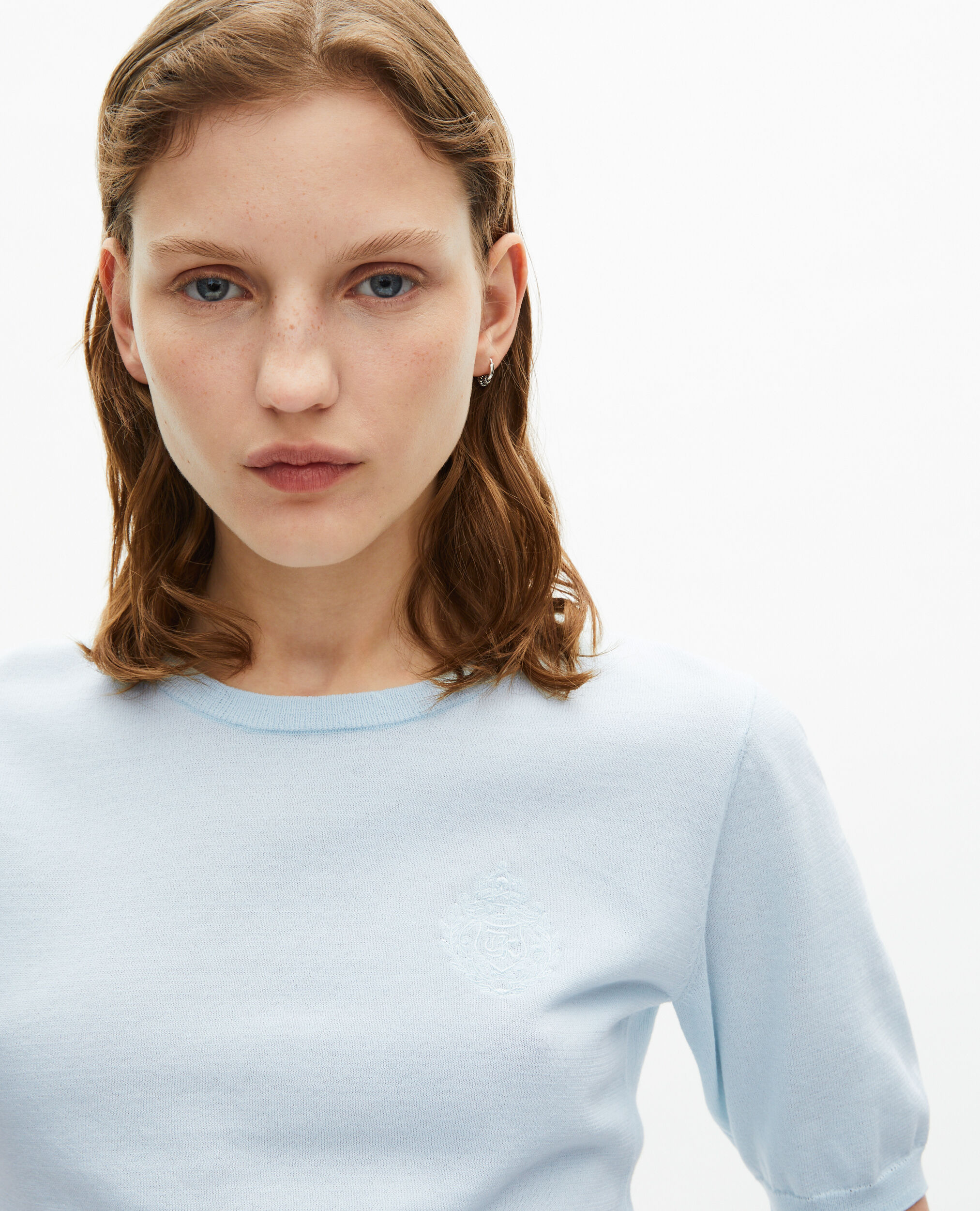 Pull manches courtes bleu clair, BABY BLUE, hi-res image number null