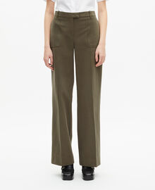 The Kooples FEMME KAKI pantalon large en coton kaki