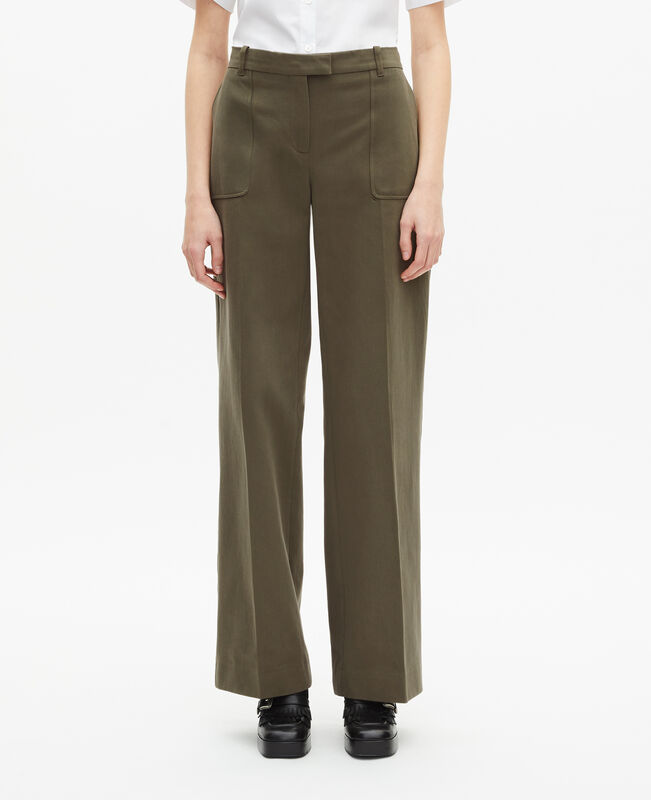 The Kooples FEMME KAKI pantalon large en coton kaki
