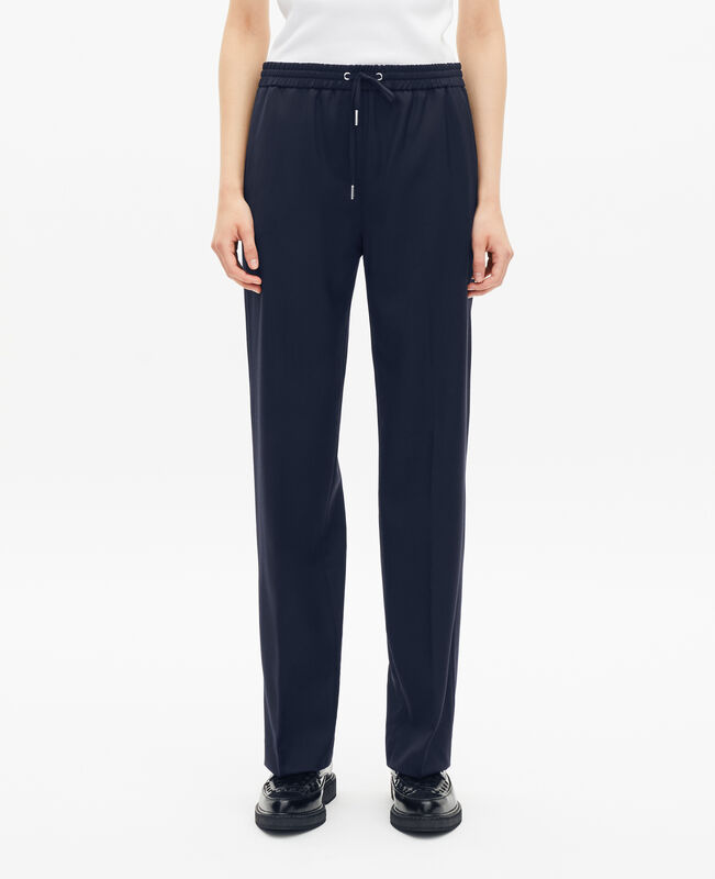 The Kooples FEMME DARK NAVY pantalon droit en laine bleu foncé