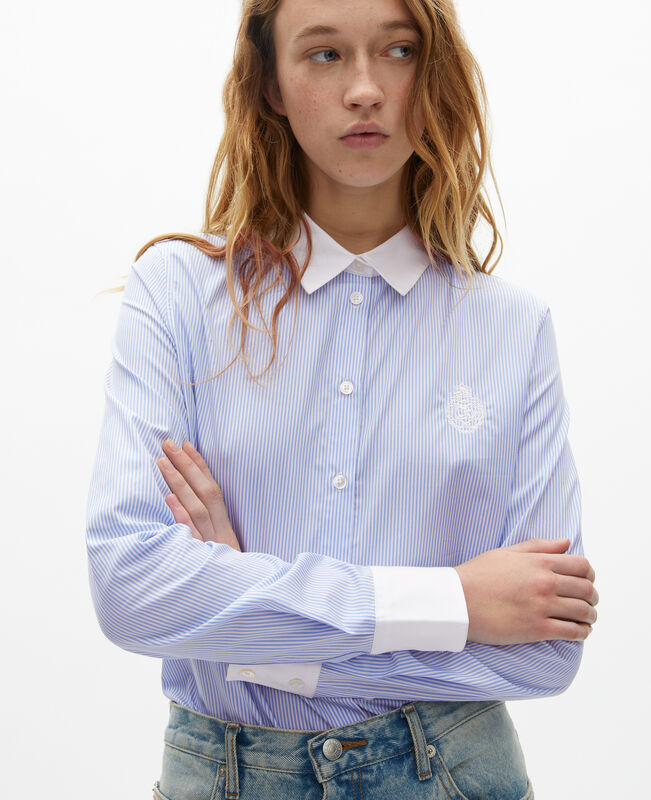 The Kooples FEMME BLUE WHITE chemise à rayures avec col contrasté bleue