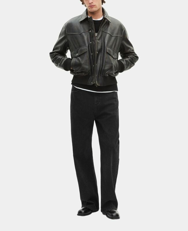 The Kooples HOMME DARK BROWN blouson en cuir marron
