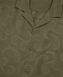 The Kooples HOMME OLIVE KAKI chemise manches courtes en jacquard kaki