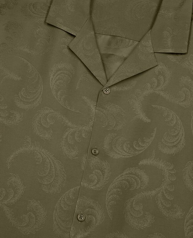 The Kooples HOMME OLIVE KAKI chemise manches courtes en jacquard kaki