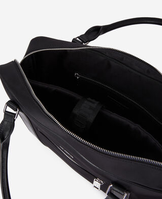 The Kooples HERREN BLACK schwarze dokumententasche aus leder und nylon