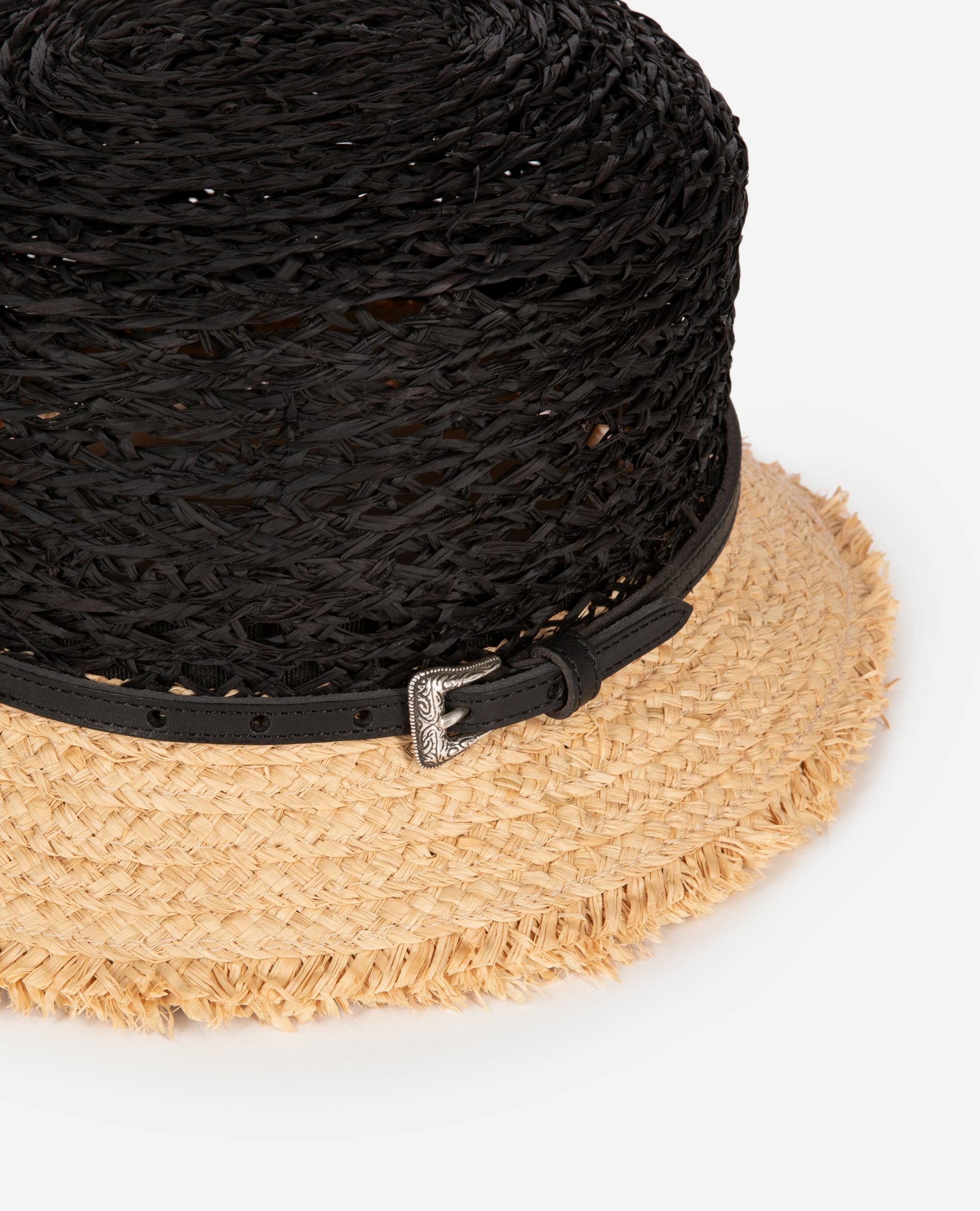 Bob en raphia noir et beige, BLACK - CREAM, hi-res image number null