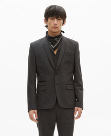 The Kooples HOMME BLACK GREY veste de costume en laine mélangée micro carreaux noire