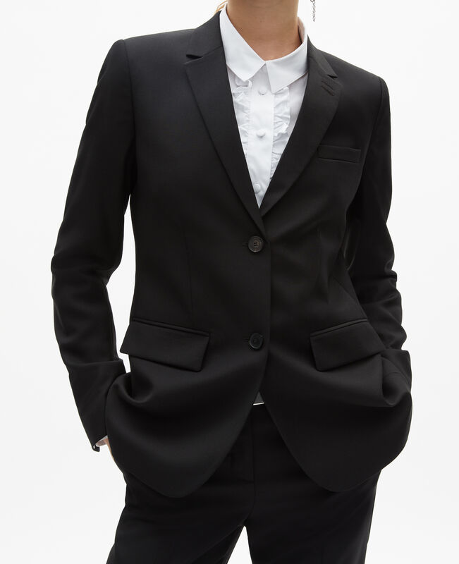 The Kooples FEMME BLACK veste tailleur en laine coupe cintrée noire