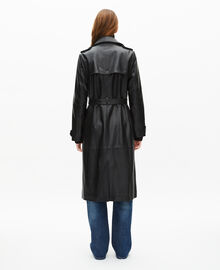 The Kooples FEMME BLACK trench long en cuir noir
